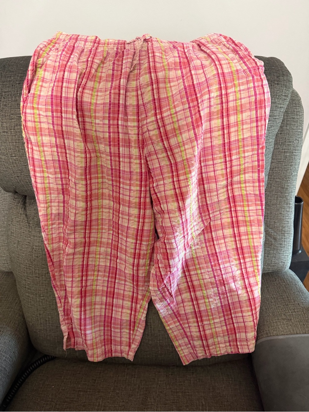 Bobbie Brooks Pink Plaid Elastic Waist Pants